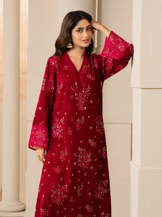 2 Piece Velvet Suit-Embroidered (Pret)