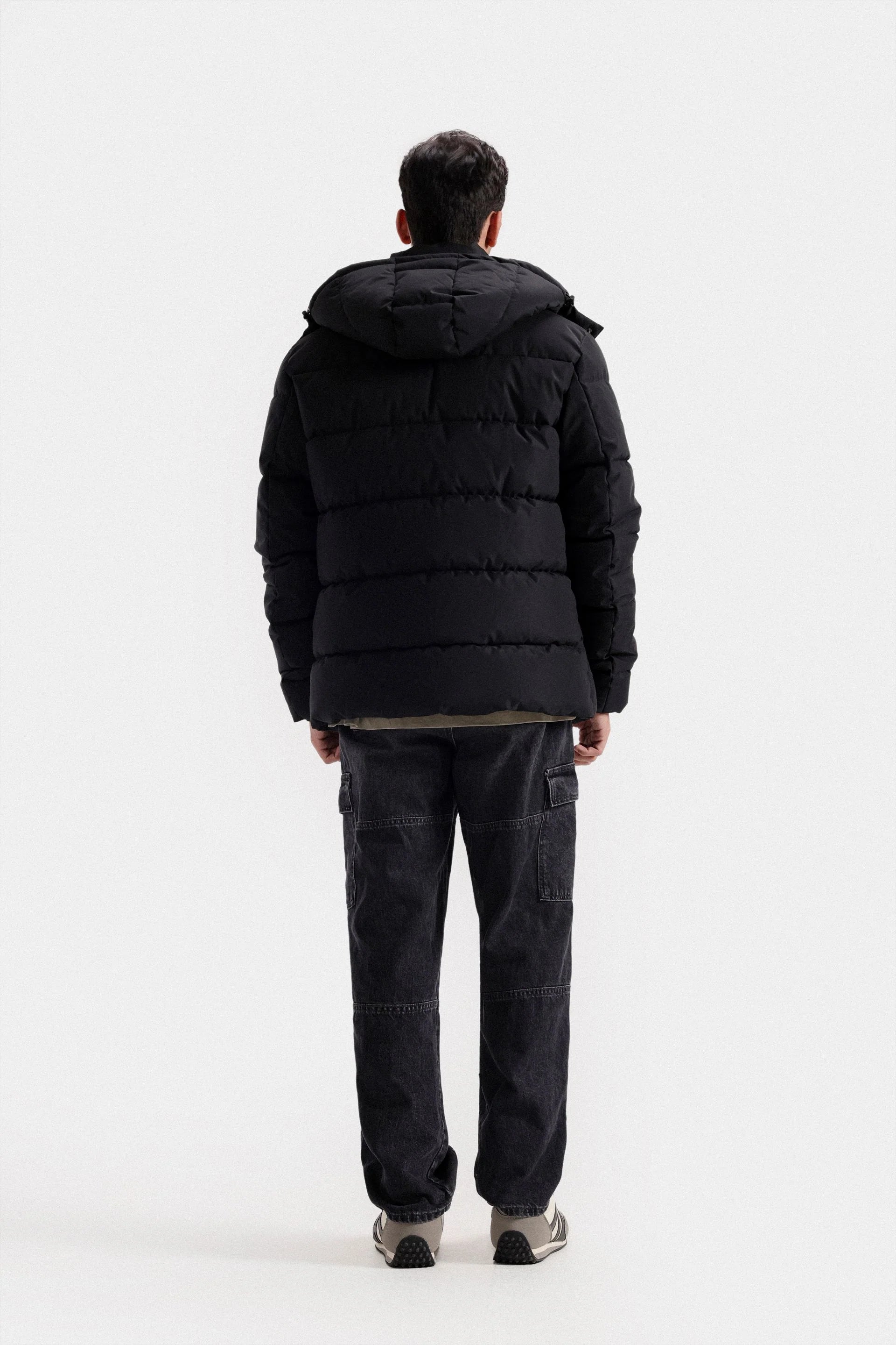 qulited puffer jacket with hoodie