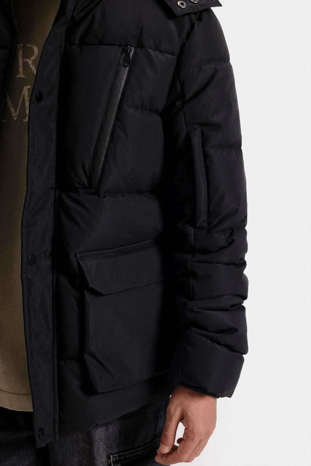 qulited puffer jacket with hoodie